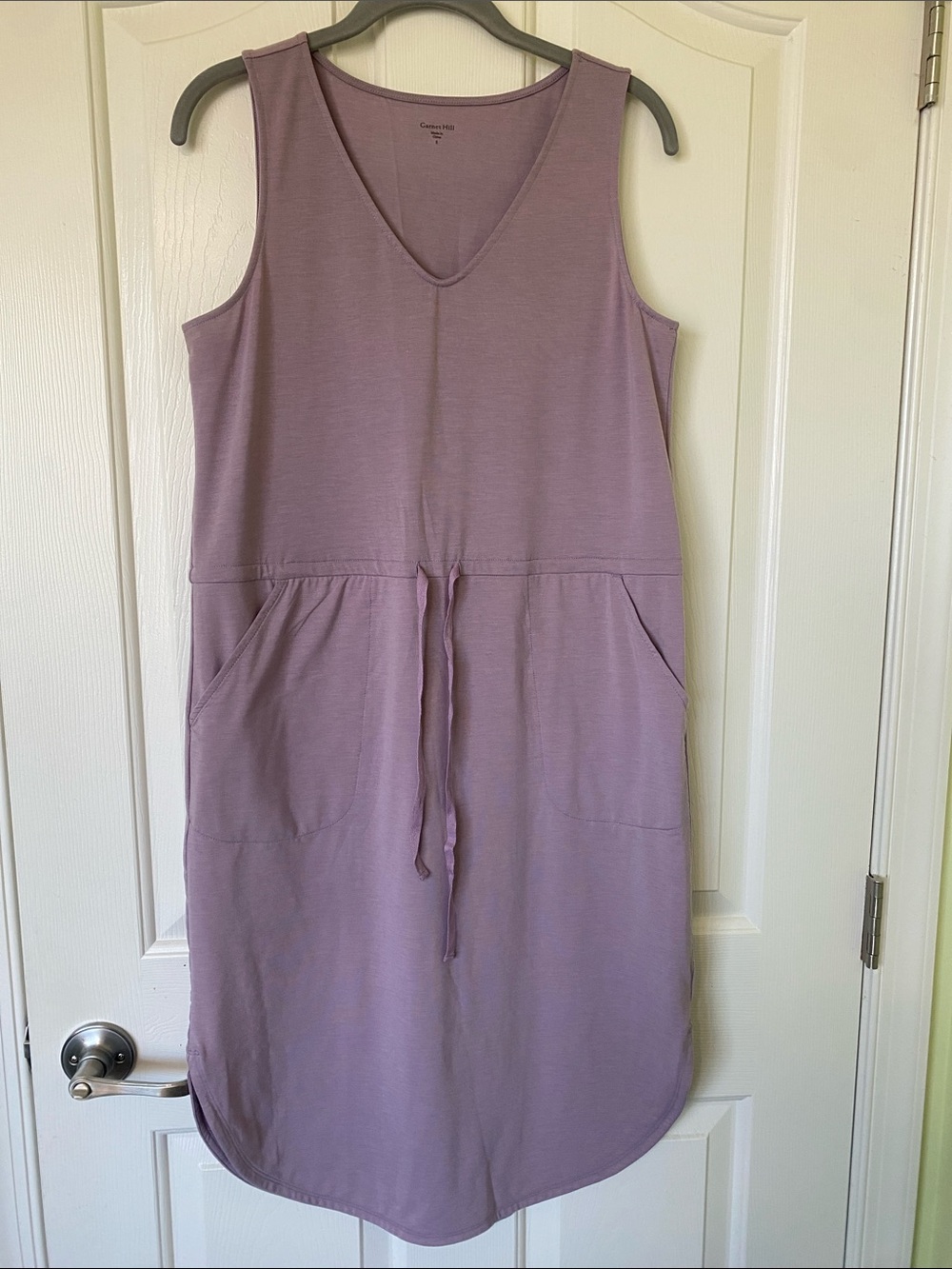 Garnet Hill Sleeveless Mauve Casual Drawstring Waist Dress
